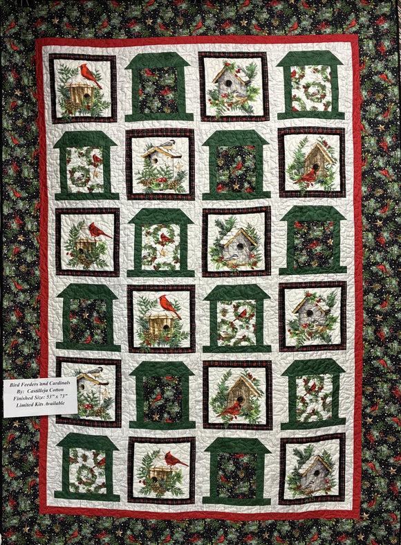 Bird Feeders & Cardinals Quilt Kit finished size 53