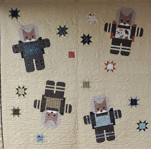 Cats In Space Quilt Kit finished size 52"x52" pattern by Elizabeth Zimmerman