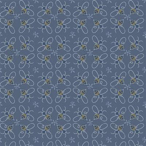 Clothworks Honeybee Digital Lattice Bees  Dark Denim  Y4456-89