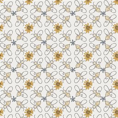 Clothworks Honeybee Digital Lattice Bees  Light Cream  Y4456-2