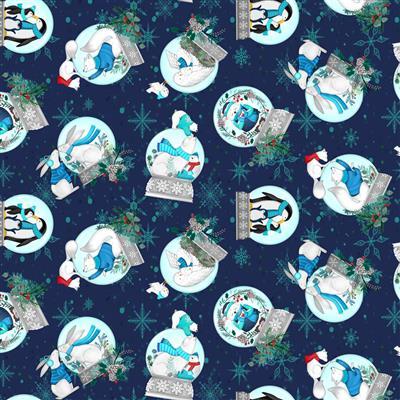 Clothworks Snow Drift Digital Snow Globes Navy Blue  Y4200-53