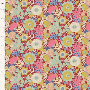 Tilda Fabrics Wallflower Burgundy   TIL100606