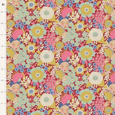 Tilda Fabrics Wallflower Burgundy   TIL100606
