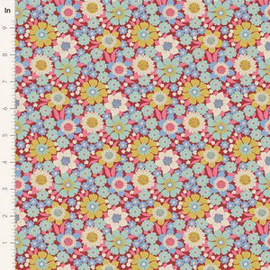 Tilda Fabrics Wallflower Lauren  Burgundy   TIL100602