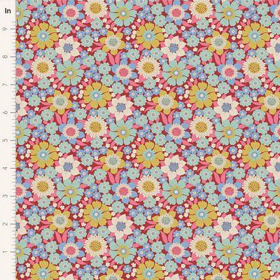 Tilda Fabrics Wallflower Lauren  Burgundy   TIL100602