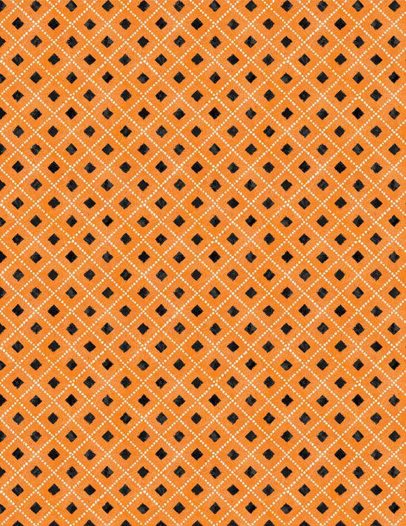 Wilmington Prints Midnight Haunting Diamonds Orange 3008-96488-891