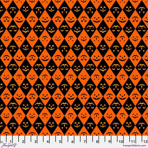 Free Spirit Fabrics Costumes and Cobwebs Jack of Diamonds  PWRH116.ORANGE