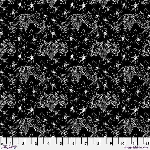 Free Spirit Fabrics Costumes and Cobwebs SM Cobweb Lace  PWRH118.BLACK