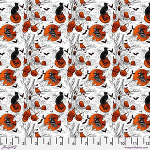 Free Spirit Fabrics Costumes and Cobwebs SM Haunted Toile  PWRH126.WHITE