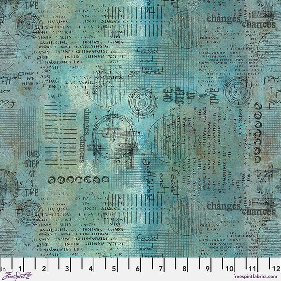 Free Spirit Fabrics On Your Mark Assemblage Ocean  PWSE029.OCEAN