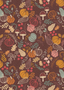 Lewis & Irene Snuggle Up Flannel  Pumpkins on Chocolate  F682.3