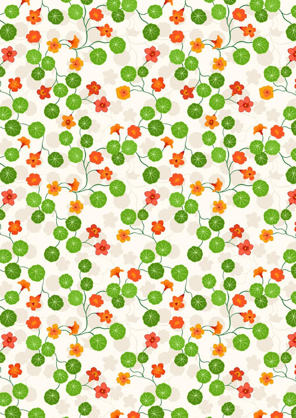 Lewis & Irene The Kitchen Garden Nasturtiums on Cream   A823.1