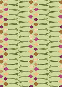 Lewis & Irene The Kitchen Garden Onion Stripe on Green  A822.3