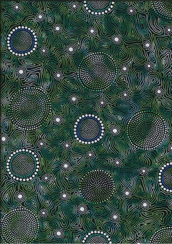 M&S Textiles Australia Wildbush Flowers Dream Green WBFDG