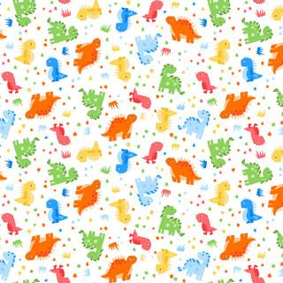 Maywood Studio Playtime Flannel Dinosaurs - White  MASF10452-W