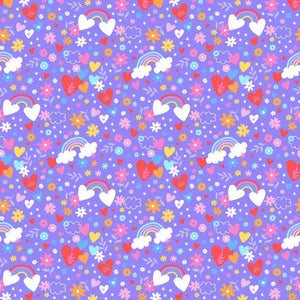 Maywood Studio Playtime Flannel Hearts & Rainbows - Violet MASF10451-V