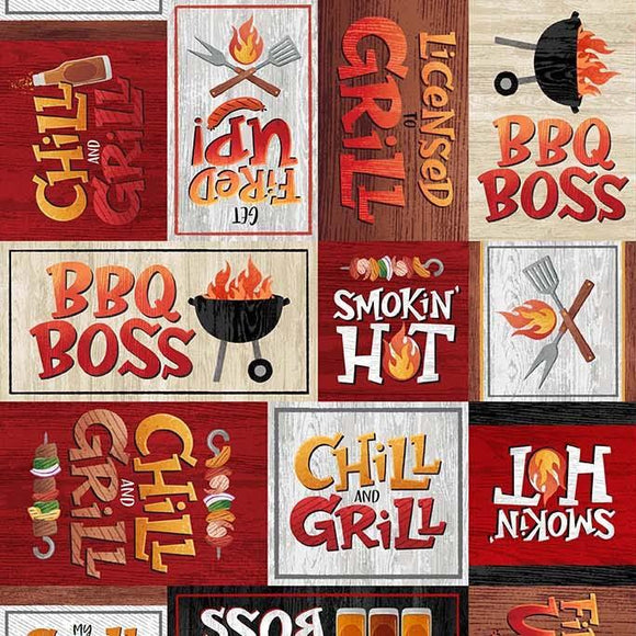 Michael Miller Fabrics Chill and Grill Patchwork  DC11225-MULT-D