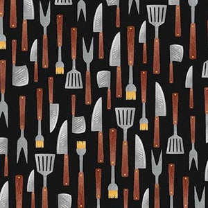 Michael Miller Fabrics Chill and Grill Ready for BBQ DC-11228-BLAC-D