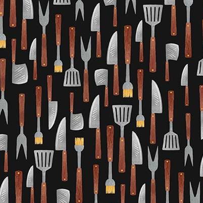 Michael Miller Fabrics Chill and Grill Ready for BBQ DC-11228-BLAC-D