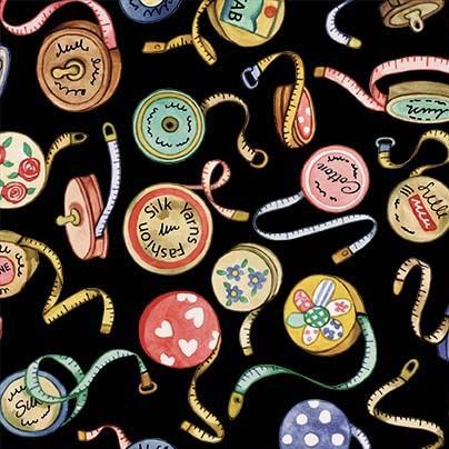 Michael Miller Fabrics Sew Pretty Measuring Up  Black DDC12149-BLAC-D