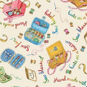 Michael Miller Fabrics Sew Pretty Sewing Kit Cream DDC12154-CREM-D