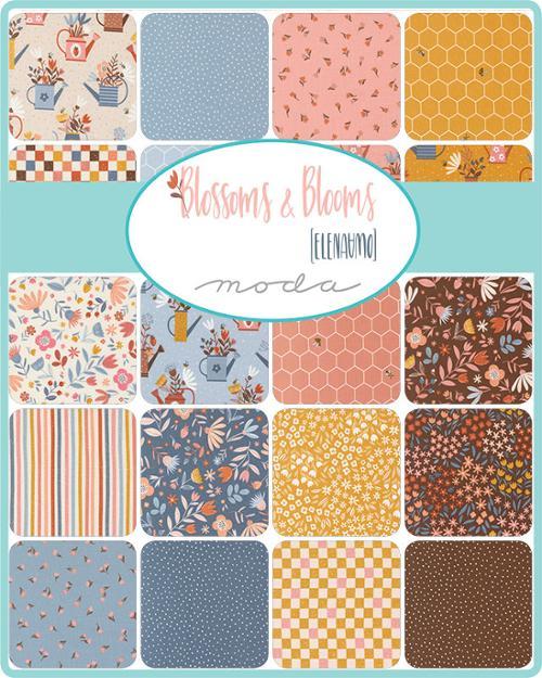 Moda Fabrics Blossoms and Blooms Charm Pack 42 assorted pieces measuring 5