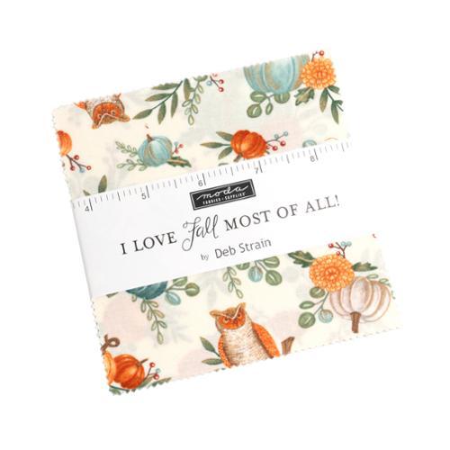 Moda Fabrics I Love Fall Most Charm Pack   42 assorted pieces measuring 5