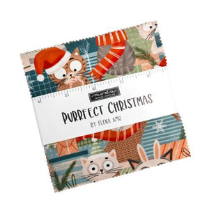 Moda Fabrics Purrfect Christmas Charm Pack 42 assorted piece 5"x5" each 39040PP