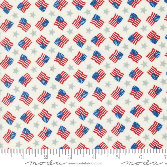 Moda Fabrics Red White & Bloom Tossed Flags & Stripes  Daisy White 56113 11