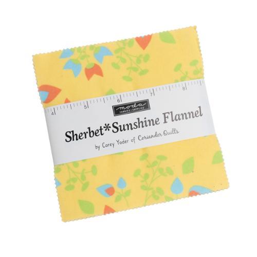 Moda Fabrics Sherbet Sunshine Flannel Charm Pack 42 assorted pieces each measuring 5x5