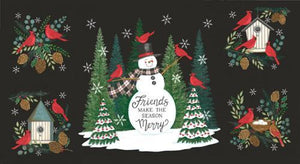 Moda Fabrics Winter Friends  Charcoal Black  Panel 24"x44  56139 18