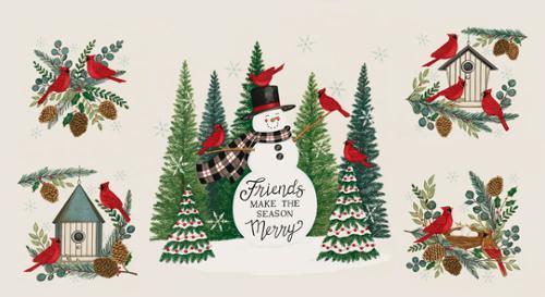 Moda Fabrics Winter Friends  Snowy White Panel 24