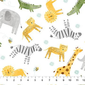 Northcott Fabric Sunny Safari White Multi 27762-10