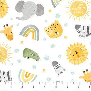 Northcott Fabric Sunny Safari White Multi 27764-10