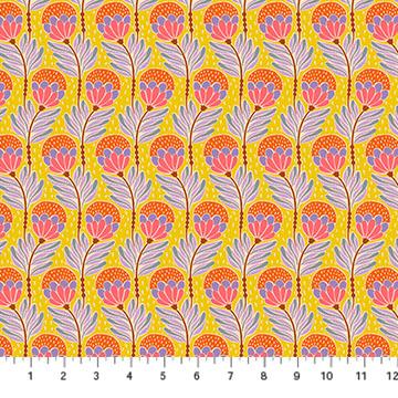 Northcott Fabrics Shooting Star  Bouncy Blooms - Saffron AMT117-54L