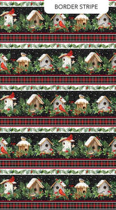 Northcott Winter Song Border Stripe Black/Multi DP27801-99