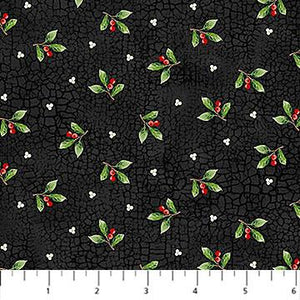 Northcott Winter Song Leaf Toss Black/Multi 27807-99