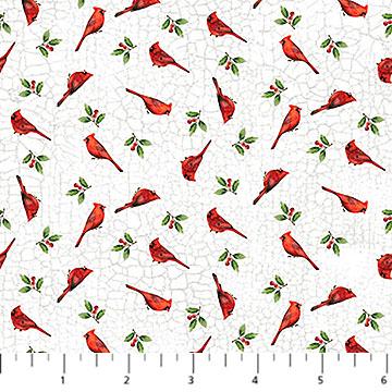 Northcott Winter Song Mini Birds White/Multi 27805-10
