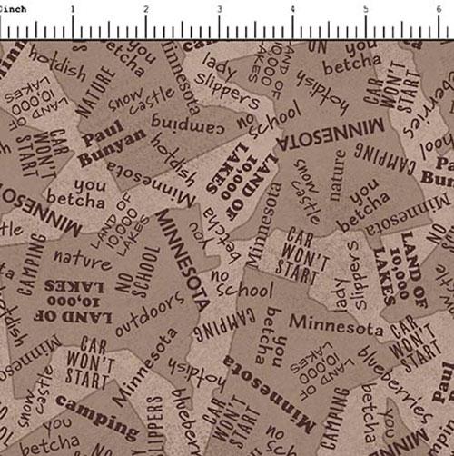QT Fabrics All Minnesota Shop Hop 2024 Minnesota Word Toss Mocha i 2600 30215 A 150