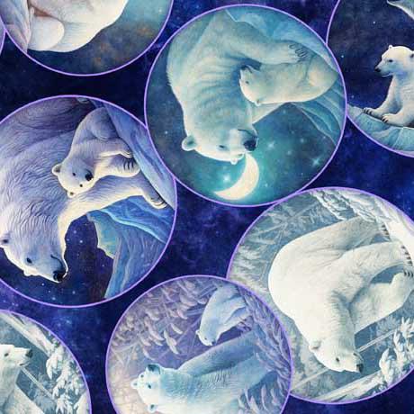 QT Fabrics Aurora Polar Bear Circles Navy 30592-N