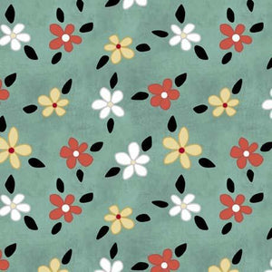 QT Fabrics Life Is Better With Friends Floral Toss  Seafoam  30540-Q