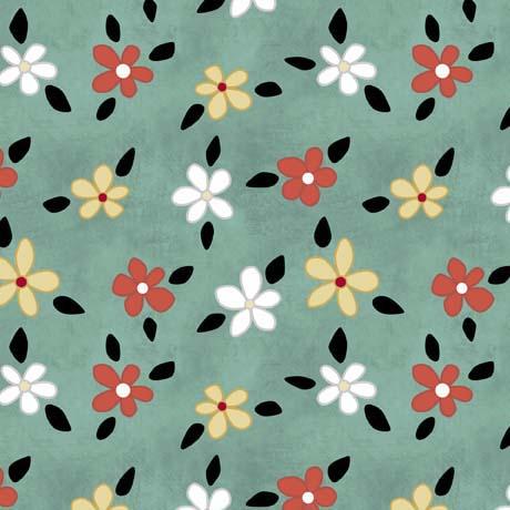 QT Fabrics Life Is Better With Friends Floral Toss  Seafoam  30540-Q