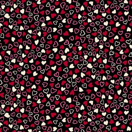 QT Fabrics Love Struck Small Hearts Black 30780-J