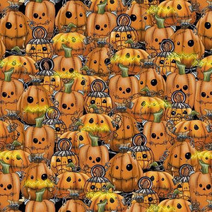 QT Fabrics Steampunk Halloween 3  Pumpkins  Orange 31222-O