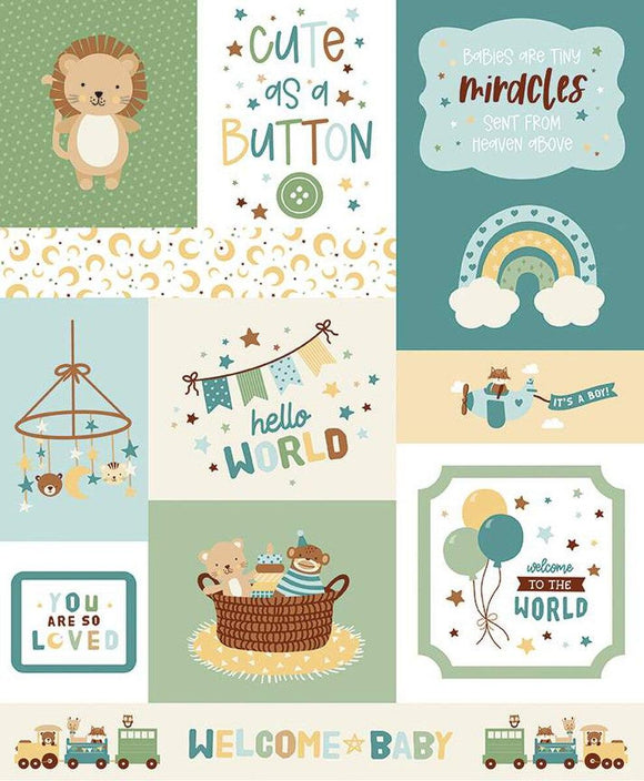 Riley Blake Designs Baby Boy Cutre As A Button Panel  P16767