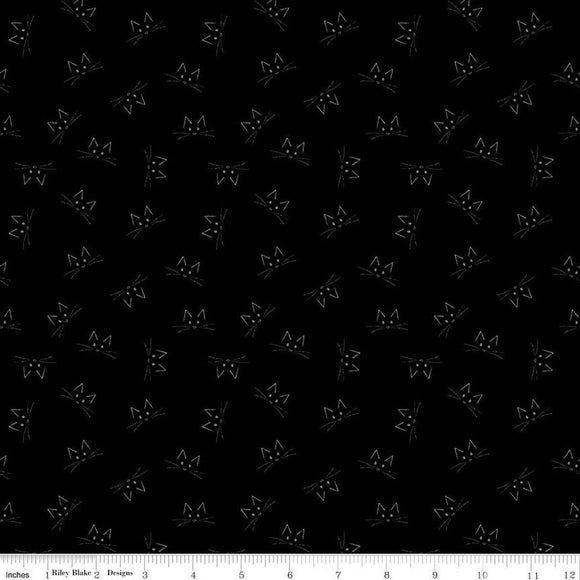 Riley Blake Designs Blackout Cat Face Black C16248-BLACK