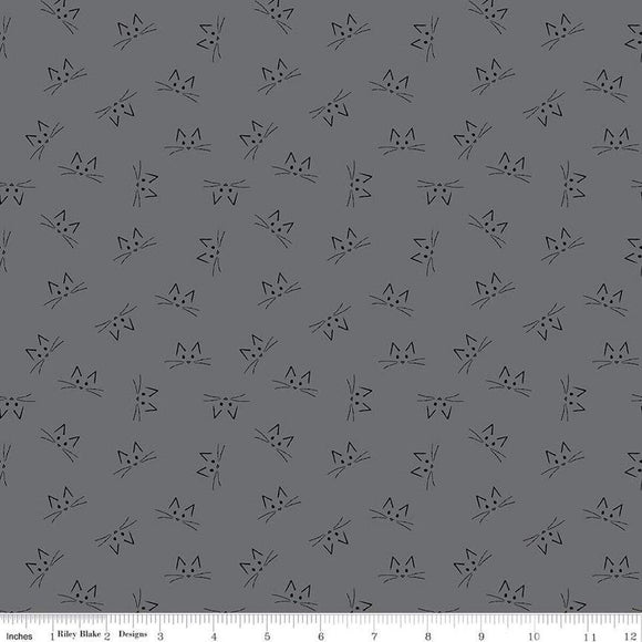 Riley Blake Designs Blackout Cat Face Gray C16248-GRAY