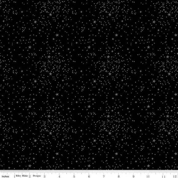 Riley Blake Designs Blackout  Stars   Black C16244-BLACK