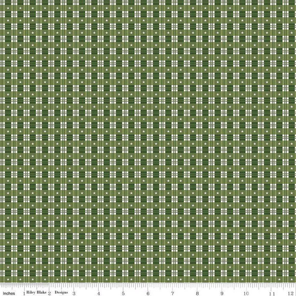 Riley Blake Designs Christmas Wishes Star Plaid  Green C15045