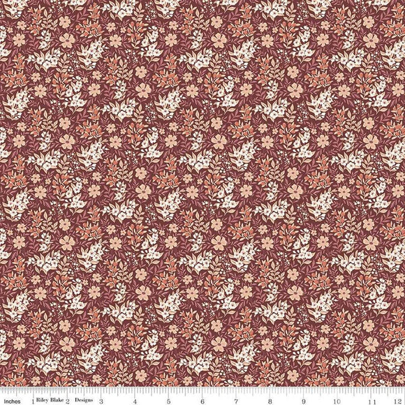 Riley Blake Designs Evening on the Prairie Ditsy  Floral Marsala C16747-MARSALA